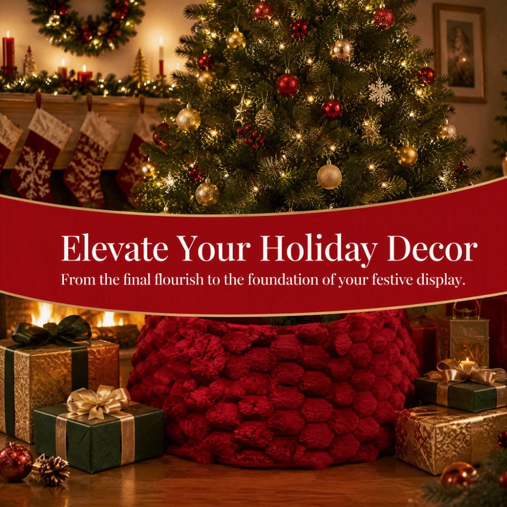 Vintage Tree Bottom Decoration Foldable Xmas Tree Base Decor Fashion Christmas Tree Skirt Party