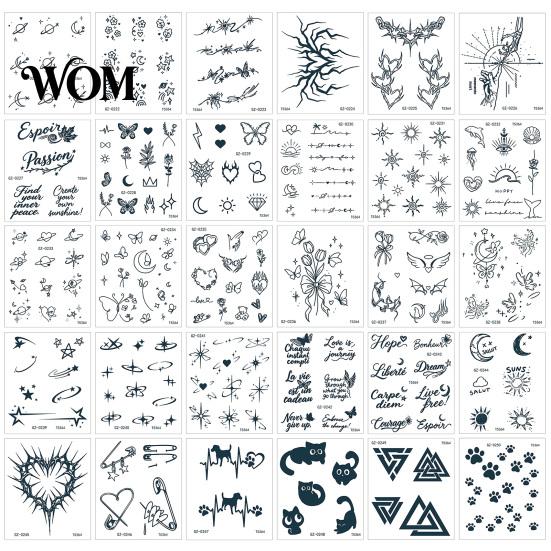Long-lasting Temporary Tattoos 3Pcs Waterproof Tattoo Sticker for Men Women, Face Body Arm Chest Shoulder Stickers Thigh Waist Decal, Long Lasting Art