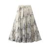 Z High-end Ink Printing Gauze Skirt Skirt Women's Spring, New Pleated Skirt Mesh Yarn Pendulum Long Skirt Summer D6618