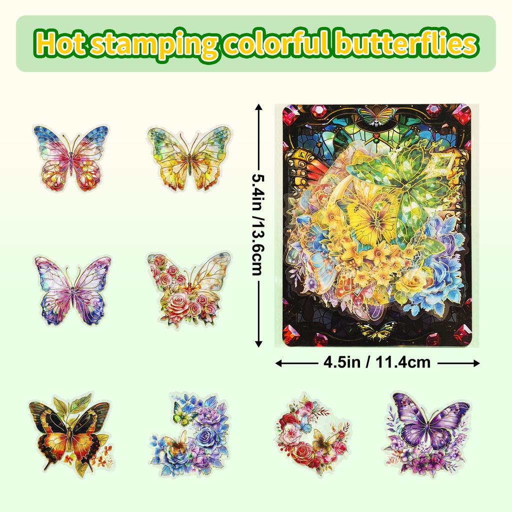 30 Laser Gold Hot Butterfly Flower Hand Account Decoration Stickers DIY Creative Butterfly Hand Account Decoration Material Stickers