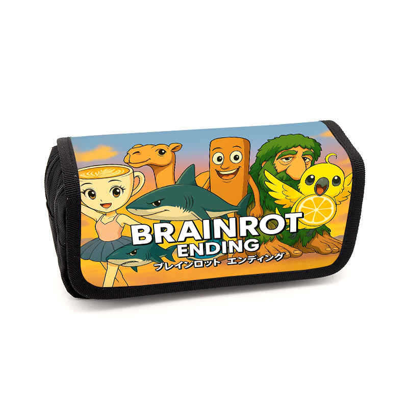 Brain rot pencil case Animation peripheral storage bag Stationery pencil case