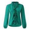 Fashion Woman Temperament Long Sleeve Ruffle Blouse Solid Colour Comfort Shirt