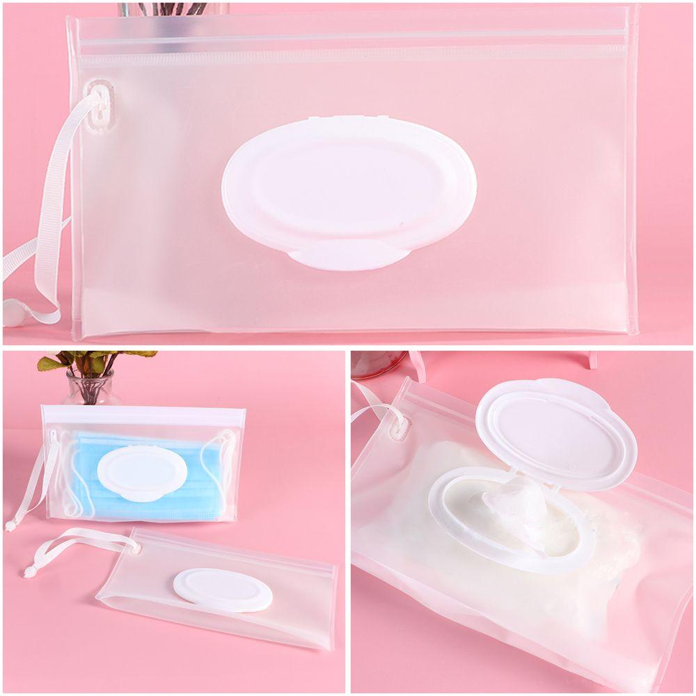 Reusable Snap Strap Clamshell Box Napkin Storage Pouch Mask Case Wet Wipes Bag Cosmetic Container