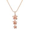 Гавайские украшения ожерелье кулон прозрачный кубический цирконий розовое золотое покрытие 3 нити плюмерия ювелирные изделия [подлинный продукт]