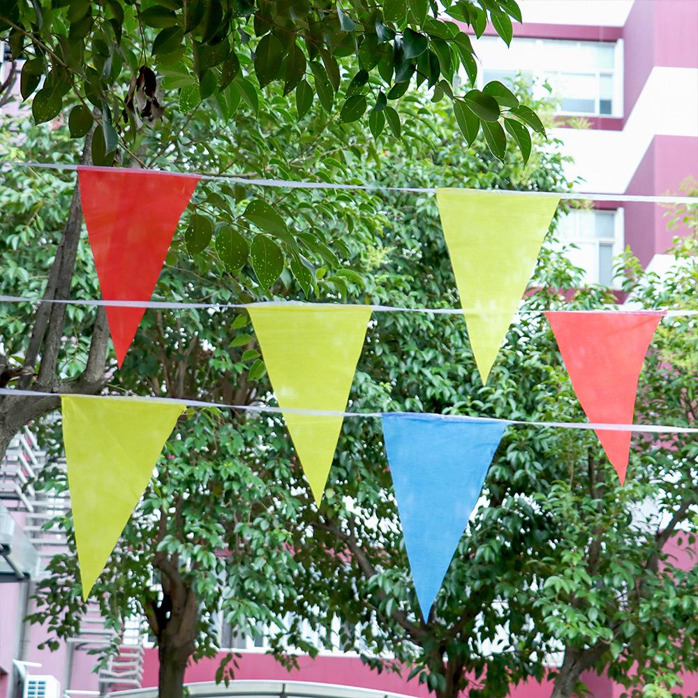 Nylon Fabric Decor Outdoor Bunting Banner Pennant Multicolored 100M Triangle Flags