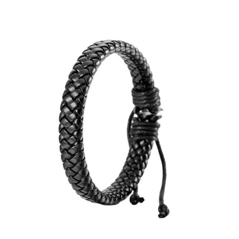 Мужской и женский плетеный браслет из кожаного шнура, ручной работы, в этническом стиле