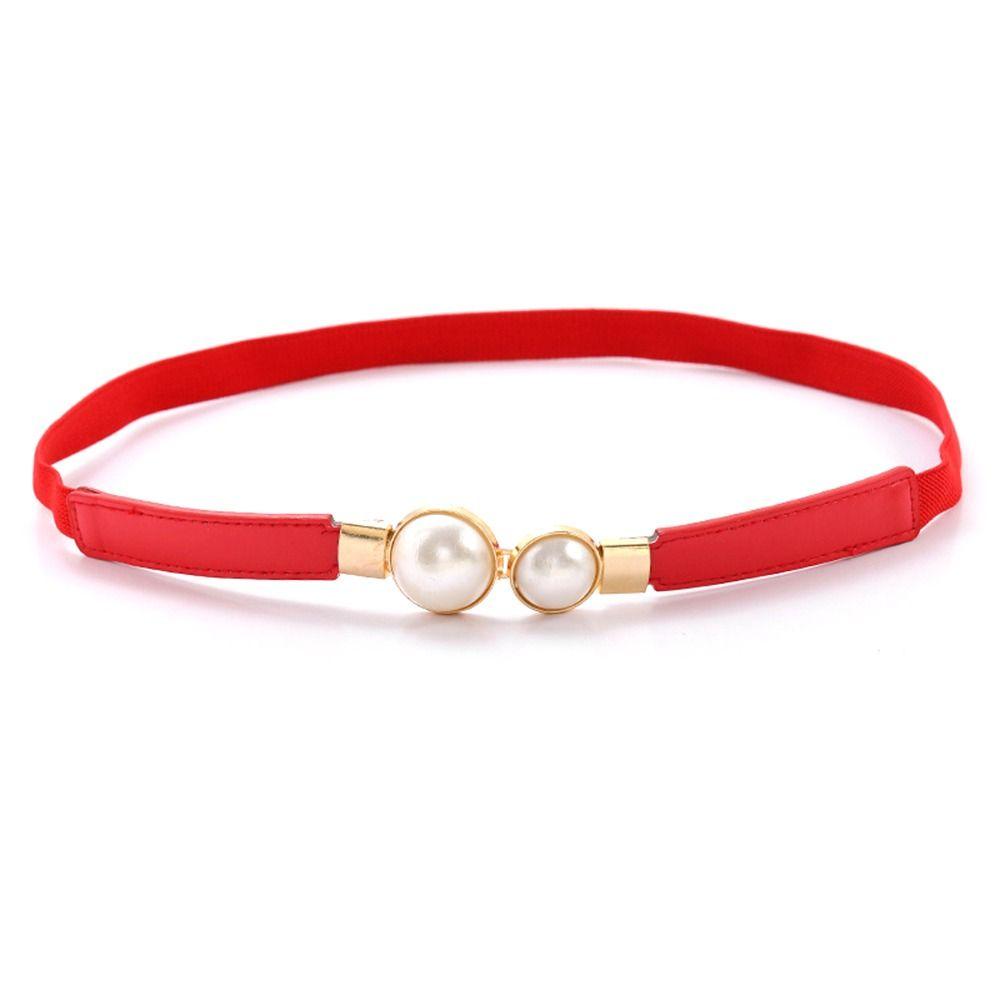 Pearl Buckle Waist Belt Thin Dress Coat Decorative Waistband Simple Skinny Waist Straps Women