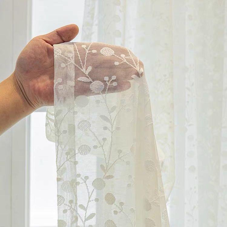 Легкая роскошная газовая занавеска для гостиной, балкона, спальни, оконный экран, вышивка, белая пряжа, современный стиль