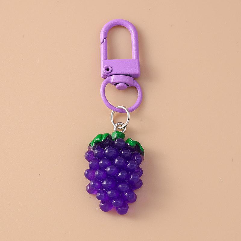 Cute Resin Simulation Fruit Keychain Grape Orange Key Ring Women Girls Handbag Pendants DIY Handmade Jewelry Gift