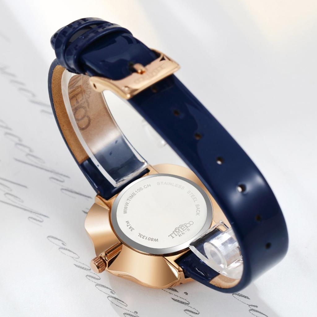 Часы TIME100 для водонепроницаемых 35 мм кожаных часов для старшеклассниц для синих женщин, Часы, Работающие от батарейки, Часы, Ремешок, Стильные, Аналоговые, Милые,