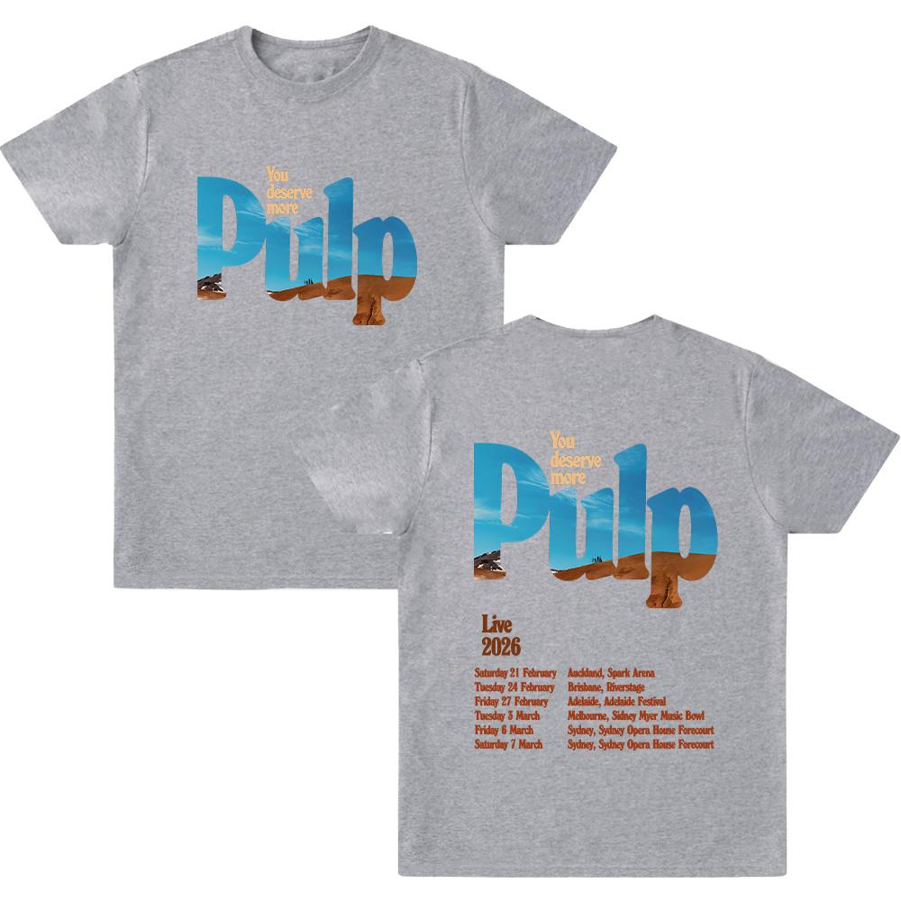 Pulp Band Live 2026 Футболки Рок-группа Печать Футболки Гранж Хип-хоп Унисекс Уличная одежда Хлопок Женщины Мужчины Футболки Высокое Качество Новые