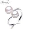 Natural Cultured Double Pearl Rings For Women,Double Pearl Adjustable Ring With Pearl Birthday Gift