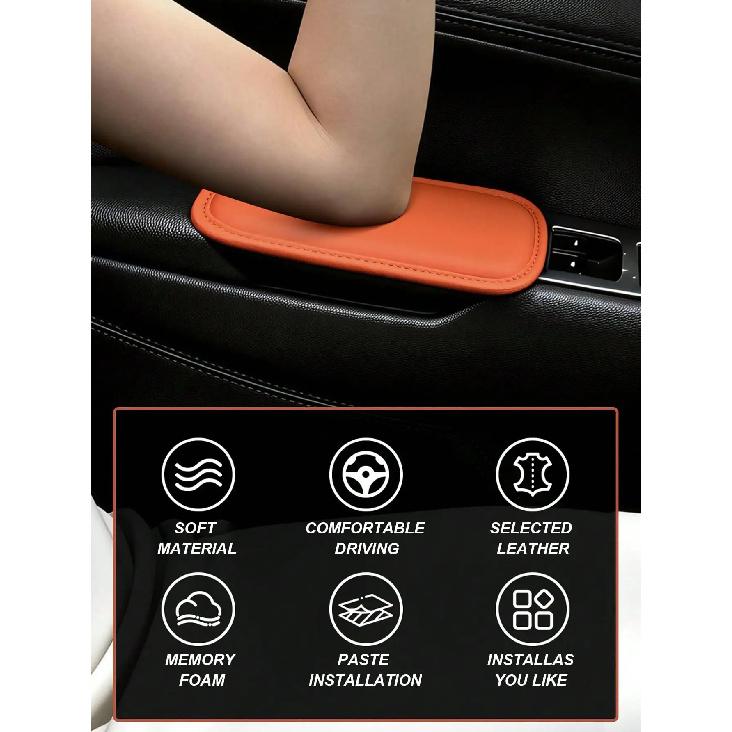 2PCS Car PU Door Armrest Pads Memory Foam Car Cushion Pad PU Leather Car Elbow Rest Pad Headrest In The Car Accessories