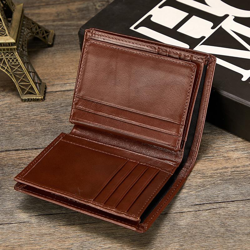 Leather Men's Wallet Rfid Anti-theft Wallet Short First Layer Cowhide Multi-card Men's Wallet Coin Purse