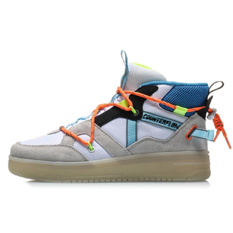 Li Ning CF Hunter Нескользящие Устойчивые к истиранию Высокие Кеды для Скейтборда Женские Бело-оранжевые AGCQ158-4