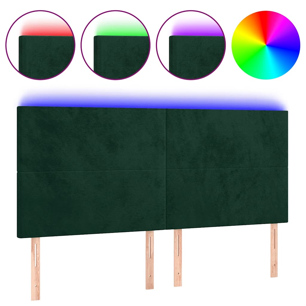 Vidaxl Zagłówek Do Łóżka Z Led, Ciemnozielony, 180X5X118/128 Cm