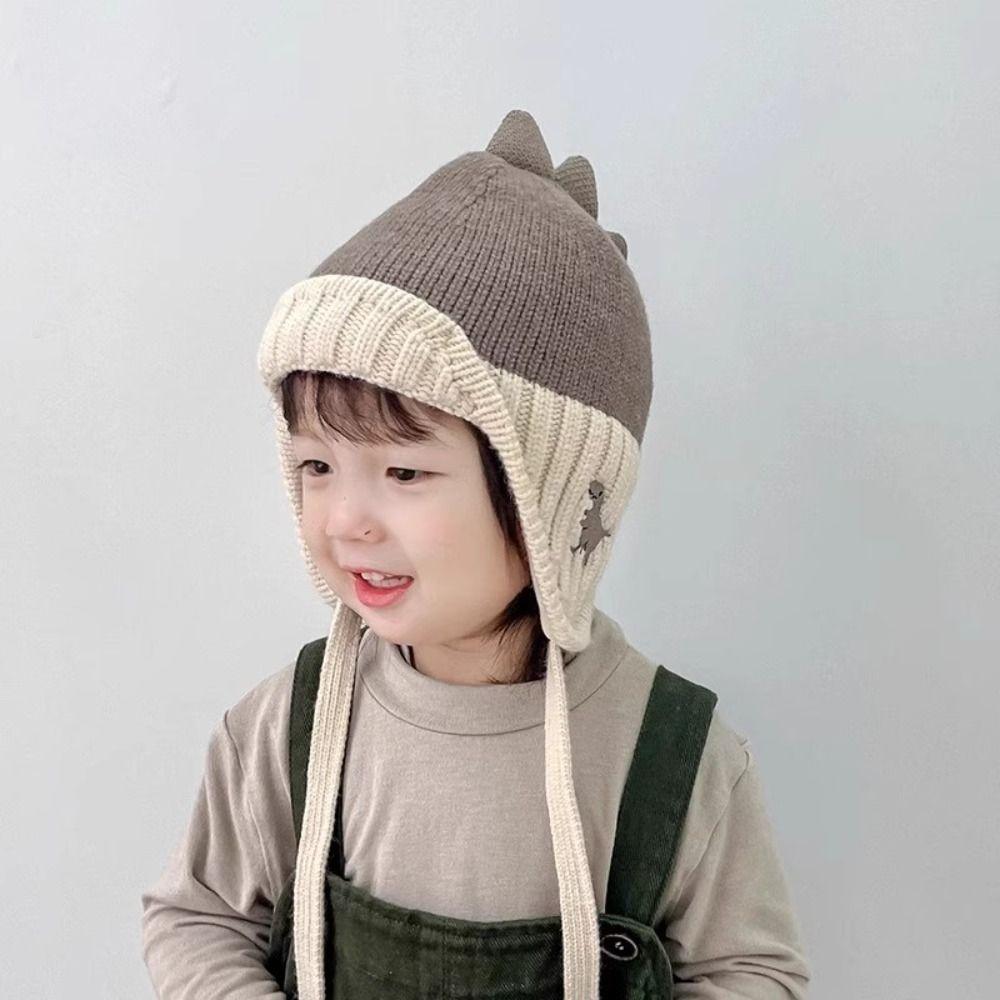 Knitted Ear Protection Cap Cartoon Dinosaurs Earflap Hats Fashion Children's Hats Autumn Winter