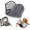 Professional Pet Grooming Towel, Ultra Absorbent Microfiber Drying Mitt with Hand Pockets for Dog & Cat Bathing
