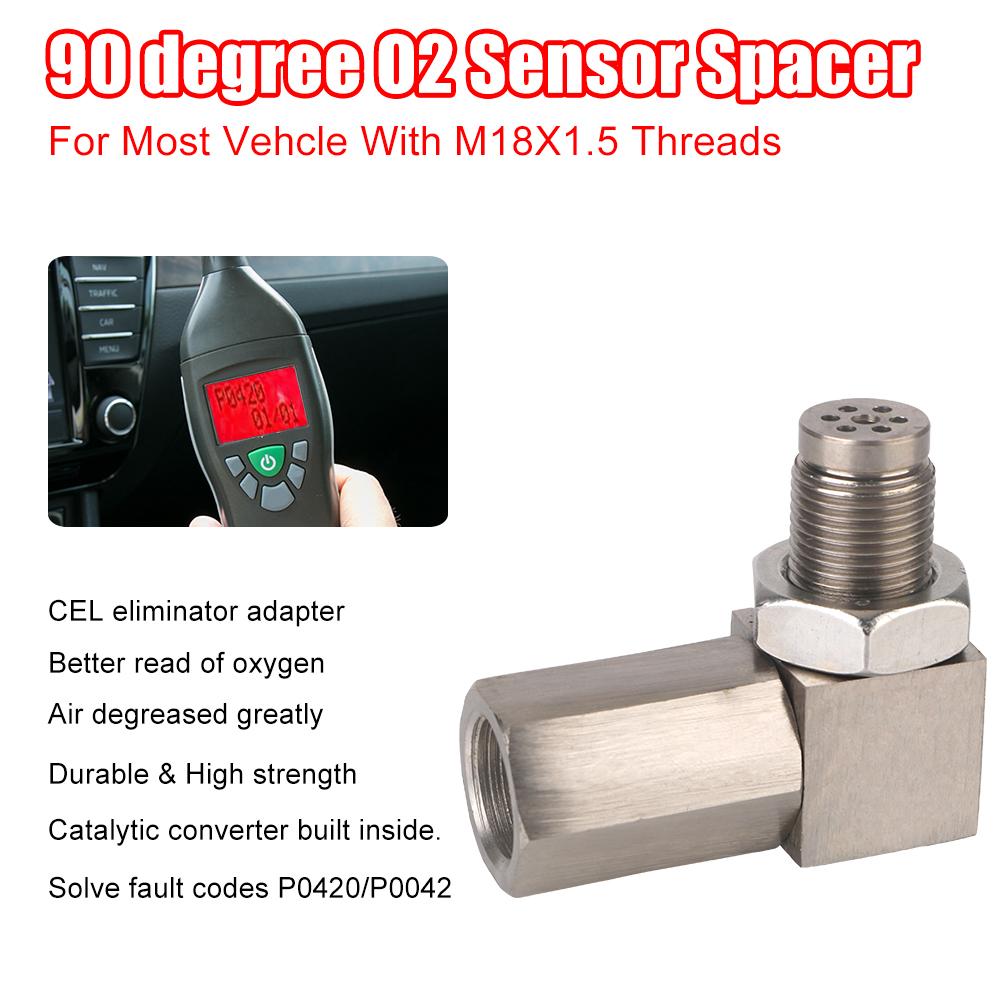 Проставка для датчика кислорода O2, универсальный удлинитель датчика кислорода O2 на 90 или 45 градусов, удлинитель пробки O2, каталитический нейтрализатор
