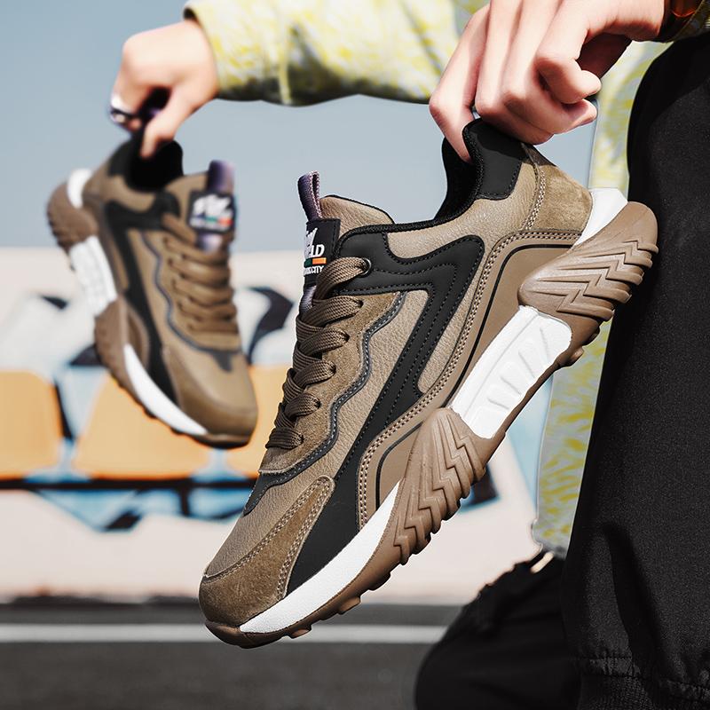 Модные повседневные кроссовки Новые на толстой подошве для медленного бега Дышащие для занятий спортом на открытом воздухе Защищающие от запаха Амортизирующие Модные рабочие туфли для мужчин