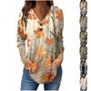 Women's Casual Fashion Solid Color V Neck Long Sleeve Button Hoodie Tops