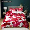 Room Decor Home Bedding Sets 2/3pcs Red Heart Printing Queen Size Pillowcase Duvet Cover Set Polyester Bedclothes