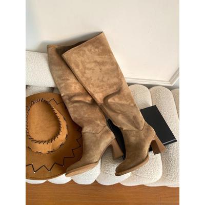 Большие сапоги с трубчатой окружностью, новые тонкие сапоги с толстым каблуком, высокие сапоги с высоким каблуком, рыцарские сапоги с квадратной головкой, маленькие сапоги с толстой голени