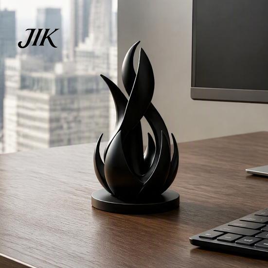Sophisticated Home Office Decor 3D Printed Abstract Flame Sculpture, Modern Minimalist Twisted Art Creative Gift for Lovers Statue Desk And