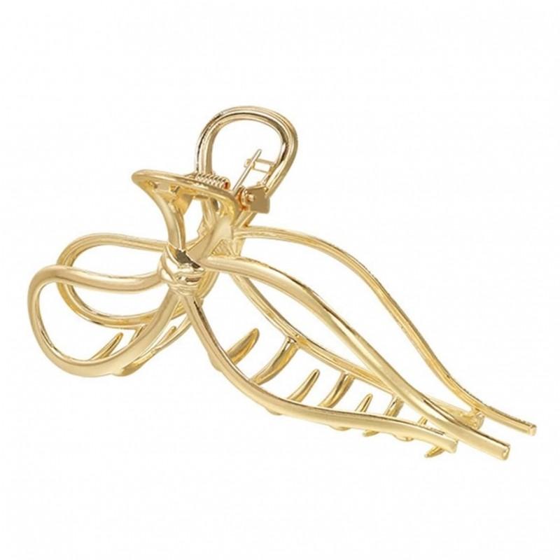 Hair Clip Metal Bow Buckle Gold Strong Gold Decoration