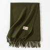 Blue Green Scarf for Girls with A Sense of Atmosphere In Winter Versatile Solid Color Long Scarf  Imitation Cashmere Tassel Shawl Scarf  Cold Color