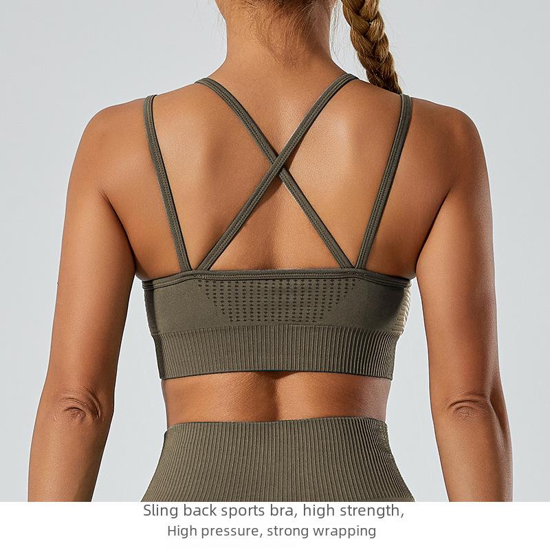 Женский бесшовный фитнес-комплект из пяти предметов: Спортивный бюстгальтер, штаны для йоги, топ для йоги, костюм для бега