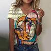 New Women T Shirt Abstract Painting Print Funny Clothes Women Short Sleeve T Shirts Y2k Streetwear Summer Oversized Clothing