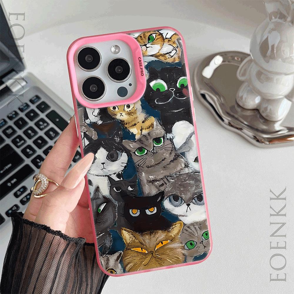 Googly Cat  Hard Case for iPhone 16 15 14 13 12 11 Pro Max XS X XR Plus - Anti-Scratch, Shockproof, Slim Fit Protective Cover