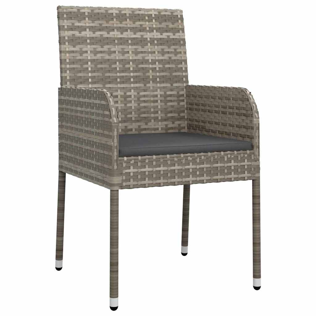 Garden Dining Set with Cushions 9 pcs Grey Poly Rattan