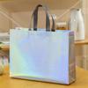 Fashion Laser Shopping Bag Foldable Eco Grocery Bag Large Reusable Storage Gift Bag Tote Waterproof Fabric Non-woven Handbag