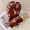Корейский ретро снуд из шерсти с узором Fair Isle - Двусторонний, Защищающий от холода синий шарф