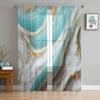 Marble Texture Aqua Tulle Curtains For Living Room Bedroom Voile Sheer Curtain Window Home Decor Drapes
