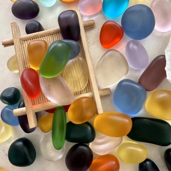 Полированные стеклянные камни 500г Округлые Морские ??Стеклянная галька 2-3 см неправильной формы смешанных цветов, аквариумная галька для ландшафтного дизайна аквариума