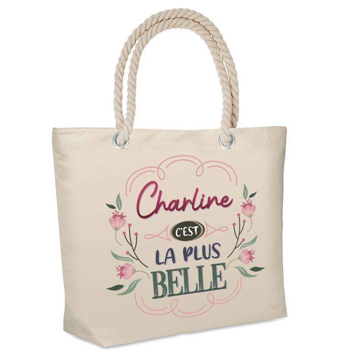 Sac cabas - PLANETEE - Charline la plus belle - Jute - Imprimé en France - Grande contenance