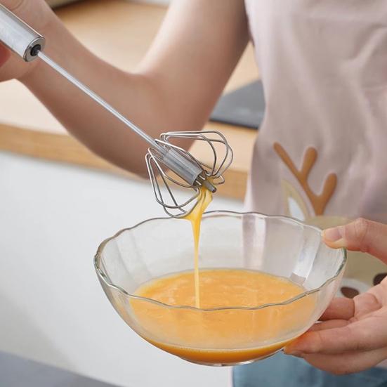 Приспособление для взбивания яиц Нержавеющая сталь Полуавтоматический венчик Эргономичная ручка Не требует батареек Незаменимый на кухне