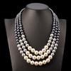 Ethnic Statement Necklace for Women Multi Layer Simulated Pearl Jewelry Bib Beads Maxi Jewelry