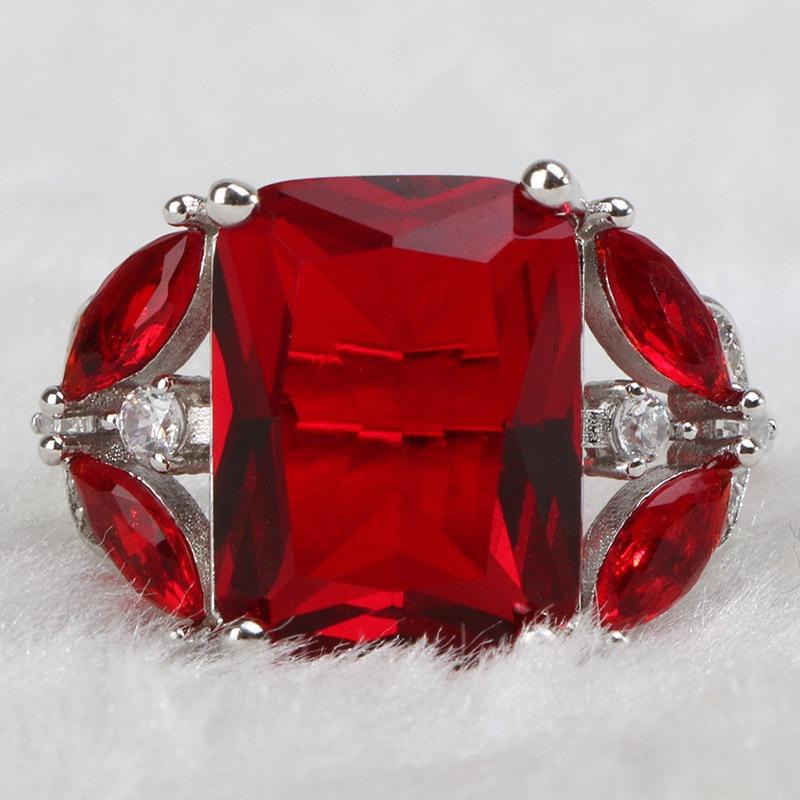 Кольцо с драгоценными камнями для женщин, модное геометрическое серебро 925, ювелирные изделия, прямоугольник 12*16 мм, рубин, циркон, женская свадебная вечеринка