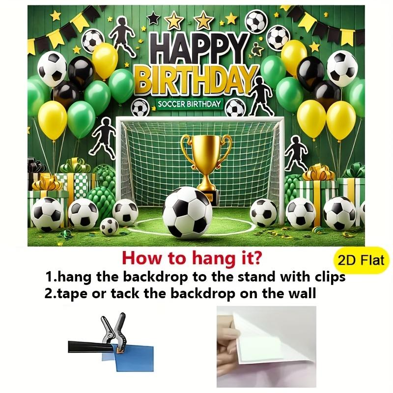 1pc Football Birthday Party Background - Vibrant Green with Black and Yellow Decorations Football Birthday Decorations
