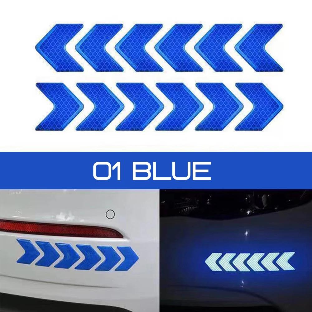 12PCS Car Reflective Sticker Arrows Pattern Warning Car Stickers and Decals Auto Tail Bar Bumper Safety Car Accessories Exterior