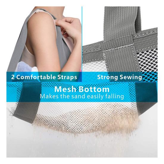 Beach Bag Hollow Mesh Drainage Large Capacity Multi Pockets Quick Dry Portable Shampoo Body Wash Soap