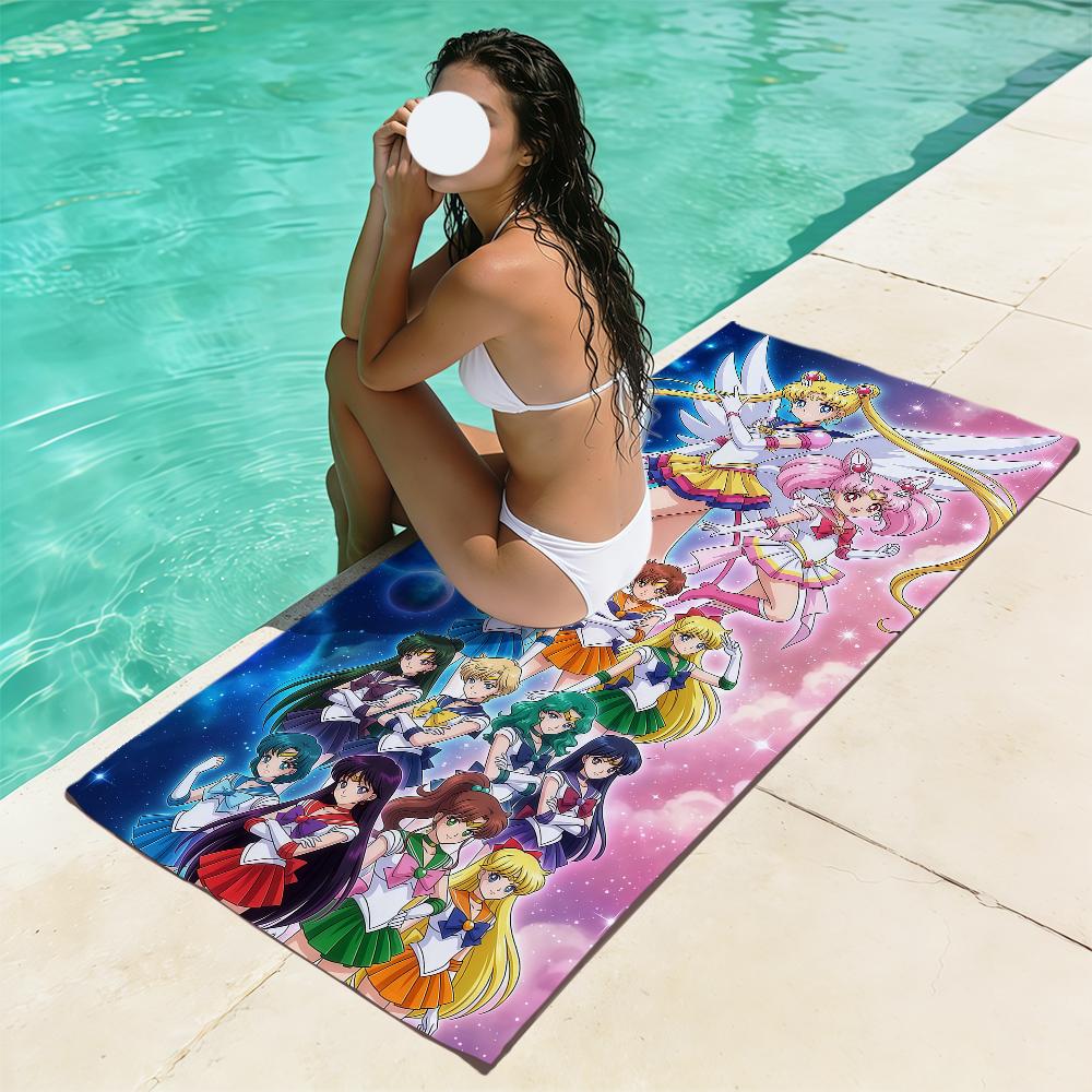 anime cartoon cute S-SailorS M-Moon FK Towel Pool soft Beach Towels Trip swim bath Towel Gym Spa home room Decor Holiday Gift
