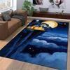 "Fantasy Cliff House Night Sky Moonlight Scenery Area Rug Decor" Suitable for use as an anti-slip for living room bedroom sofas