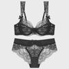 French Ultra-Thin Lace Lingerie Set: Large Size Anti-Sagging Bra for a Smaller Look