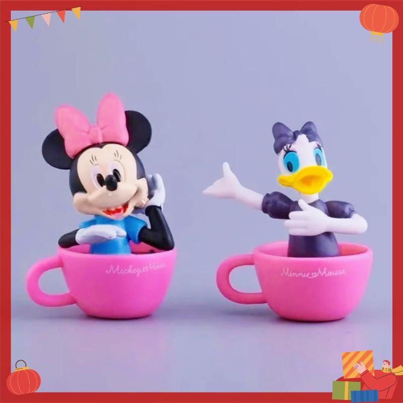 Disney Набор кукол 6 шт. Микки Минни Дональд Дак В комплекте Чашка Высококачественная Подарочная Коробка и Изысканные Мультяшные Украшения
