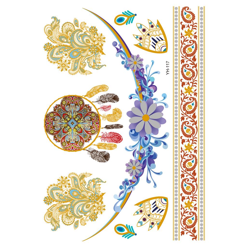 Metallic Gold Butterfly Tattoo Silver Waterproof Temporary Tattoos Stickers On The Body Women Men Boho Resort Style